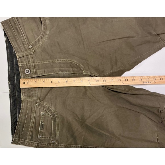 Kuhl Rydr Mens 32x32 Dark Khaki Brown Cotton Blend Hiking Workwear Pants - Picture 7 of 9